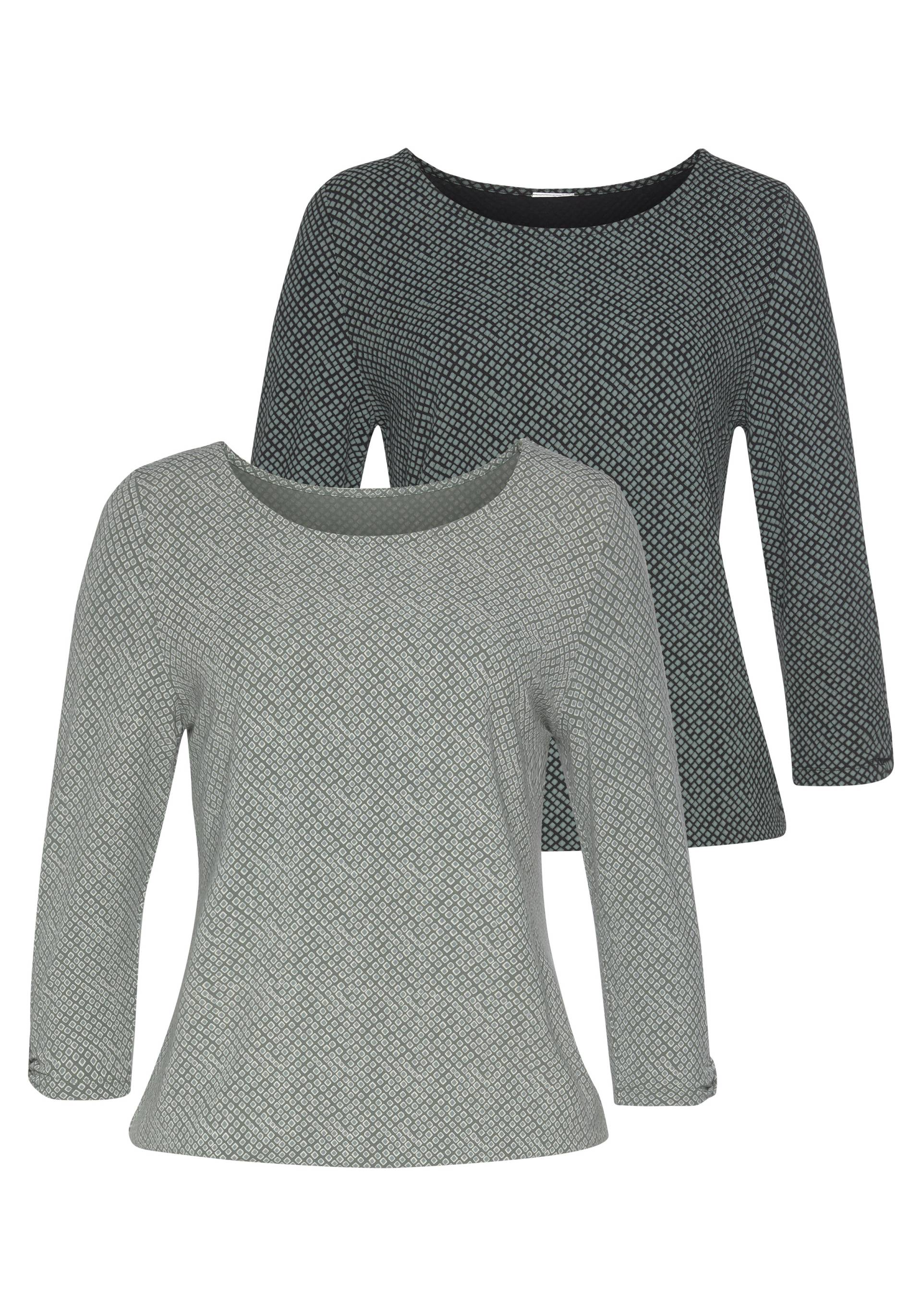 LASCANA 3/4-Arm-Shirt »mit kleinem Cut-Out am Ärmelsaum«, (2er-Pack), aus weichem Viskose-Stretch von LASCANA