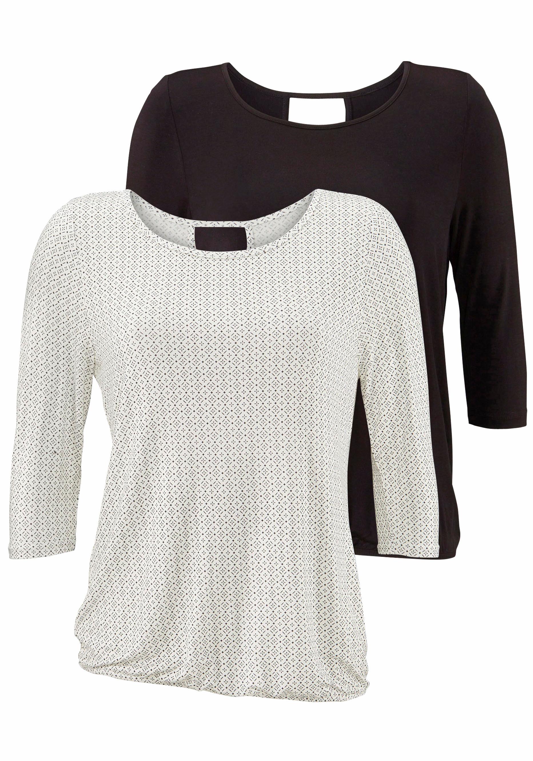 LASCANA 3/4-Arm-Shirt »mit modischem Cut-out«, (2er-Pack), aus weichem Viskose-Stretch von LASCANA