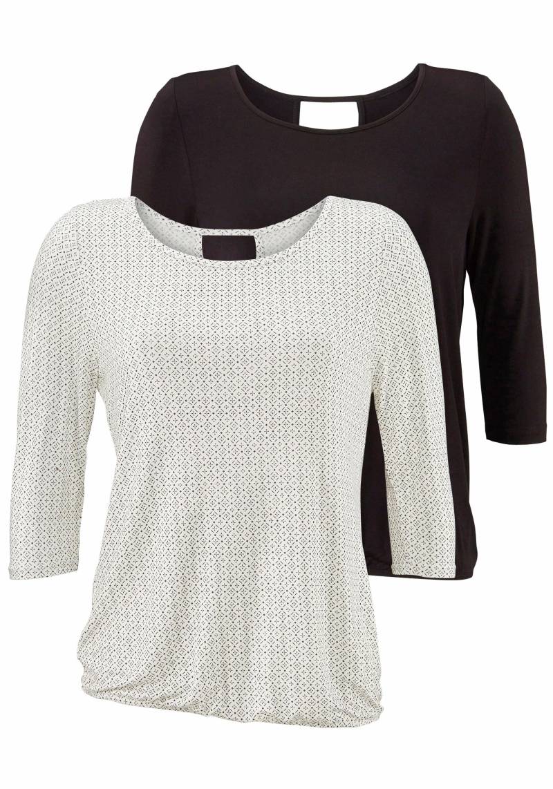LASCANA 3/4-Arm-Shirt »mit modischem Cut-out«, (2er-Pack), aus weichem Viskose-Stretch von LASCANA