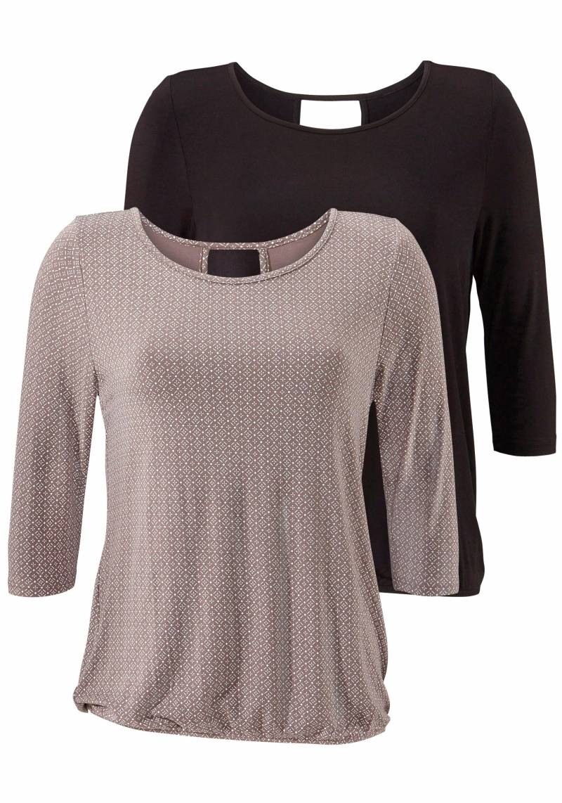 LASCANA 3/4-Arm-Shirt »mit modischem Cut-out«, (2er-Pack), aus weichem Viskose-Stretch von LASCANA