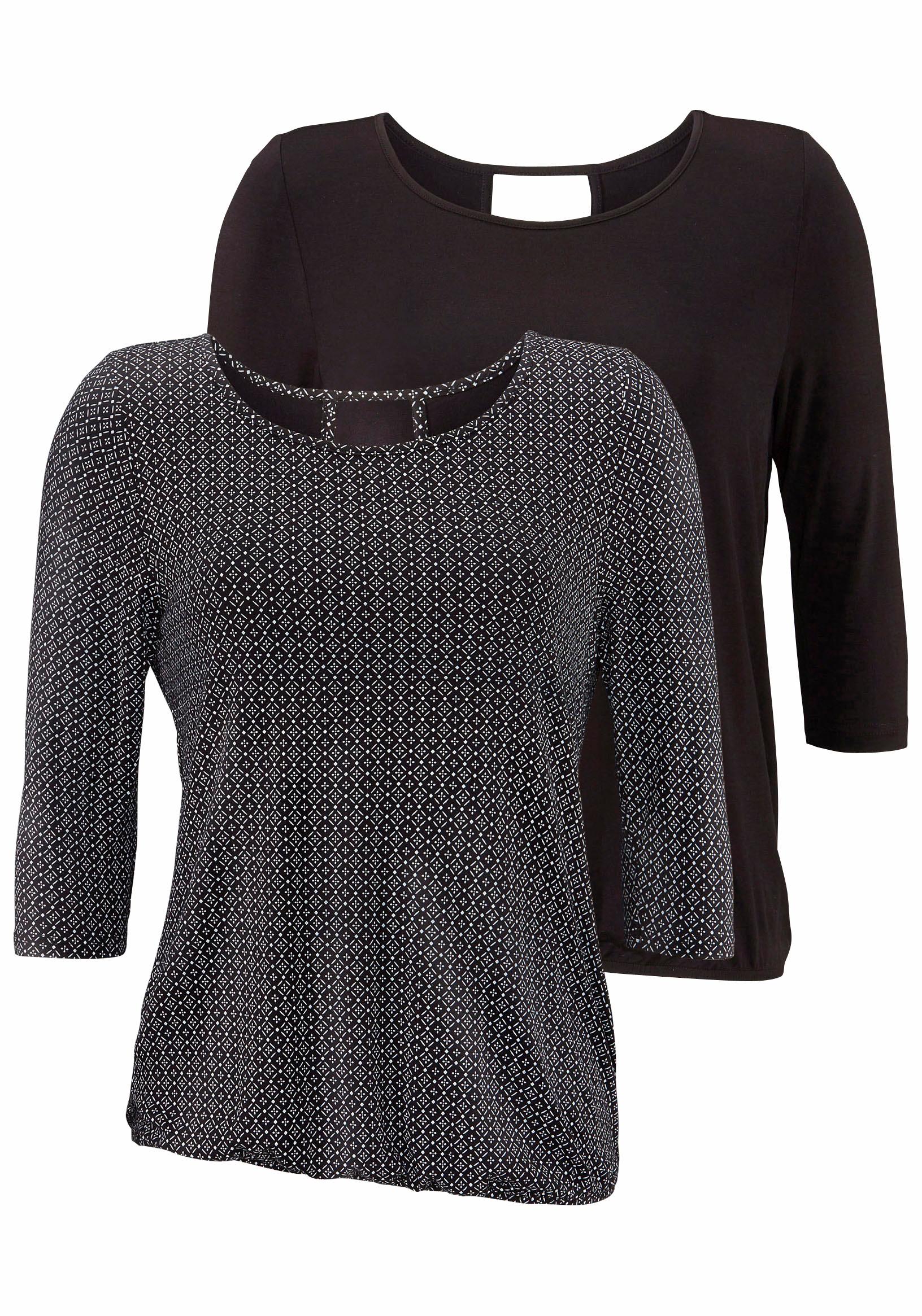 LASCANA 3/4-Arm-Shirt »mit modischem Cut-out«, (2er-Pack), aus weichem Viskose-Stretch von LASCANA