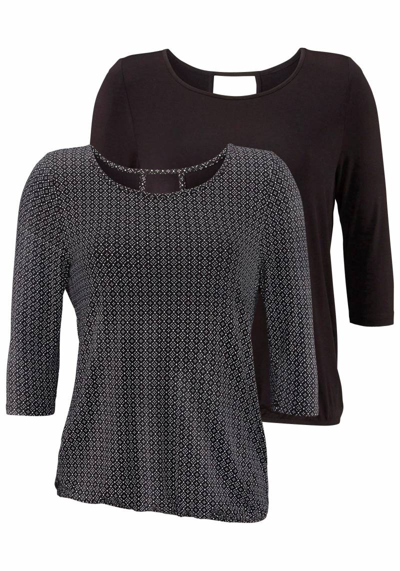 LASCANA 3/4-Arm-Shirt »mit modischem Cut-out«, (2er-Pack), aus weichem Viskose-Stretch von LASCANA