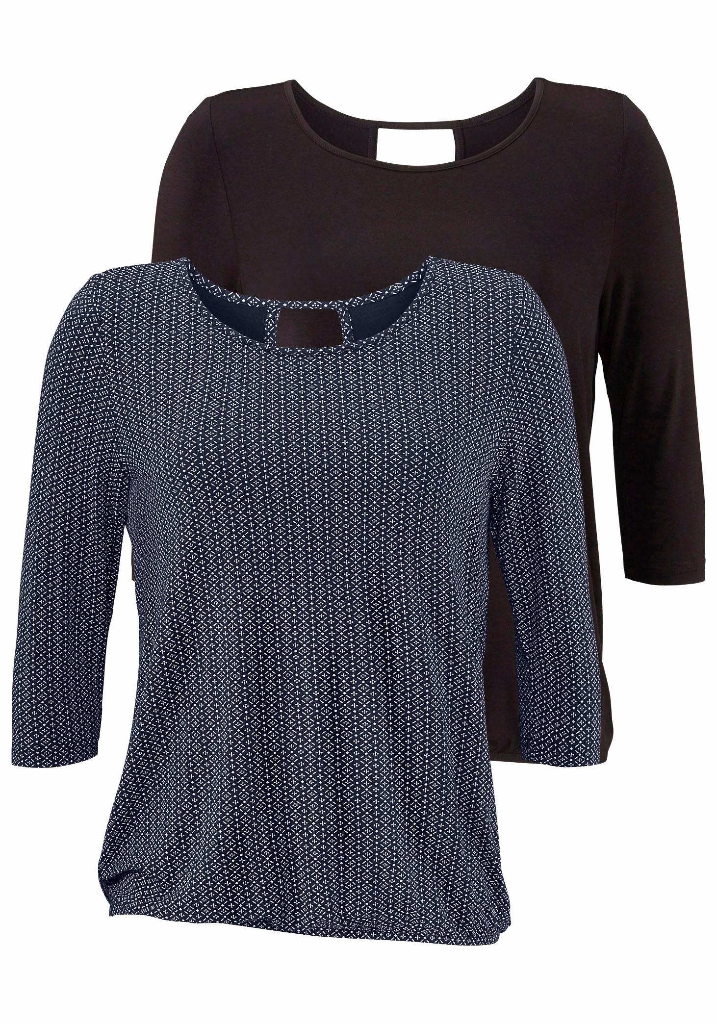 LASCANA 3/4-Arm-Shirt »mit modischem Cut-out«, (2er-Pack), aus weichem Viskose-Stretch von LASCANA