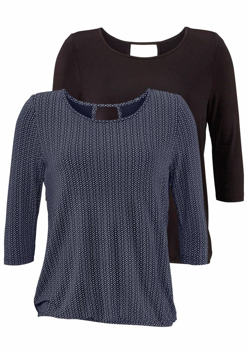 LASCANA 3/4-Arm-Shirt »mit modischem Cut-out«, (2er-Pack), aus weichem Viskose-Stretch von LASCANA
