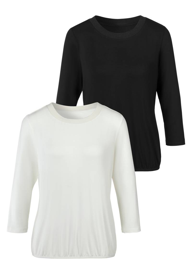 LASCANA 3/4-Arm-Shirt, (2er-Pack), mit besonderem Rippbündchen am Rundhalsausschnitt von LASCANA