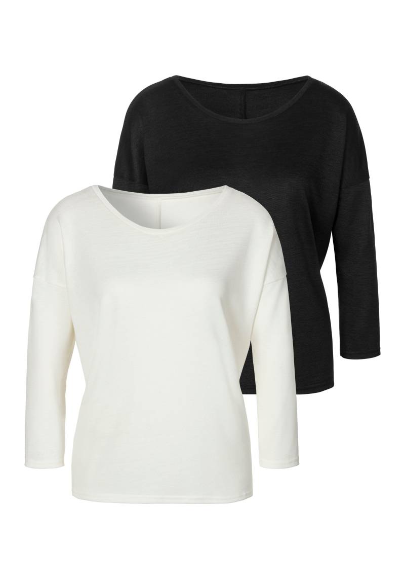 LASCANA 3/4-Arm-Shirt »aus feinem Strick«, (2er-Pack), aus pflegeleichter Qualität mit Viskose von LASCANA