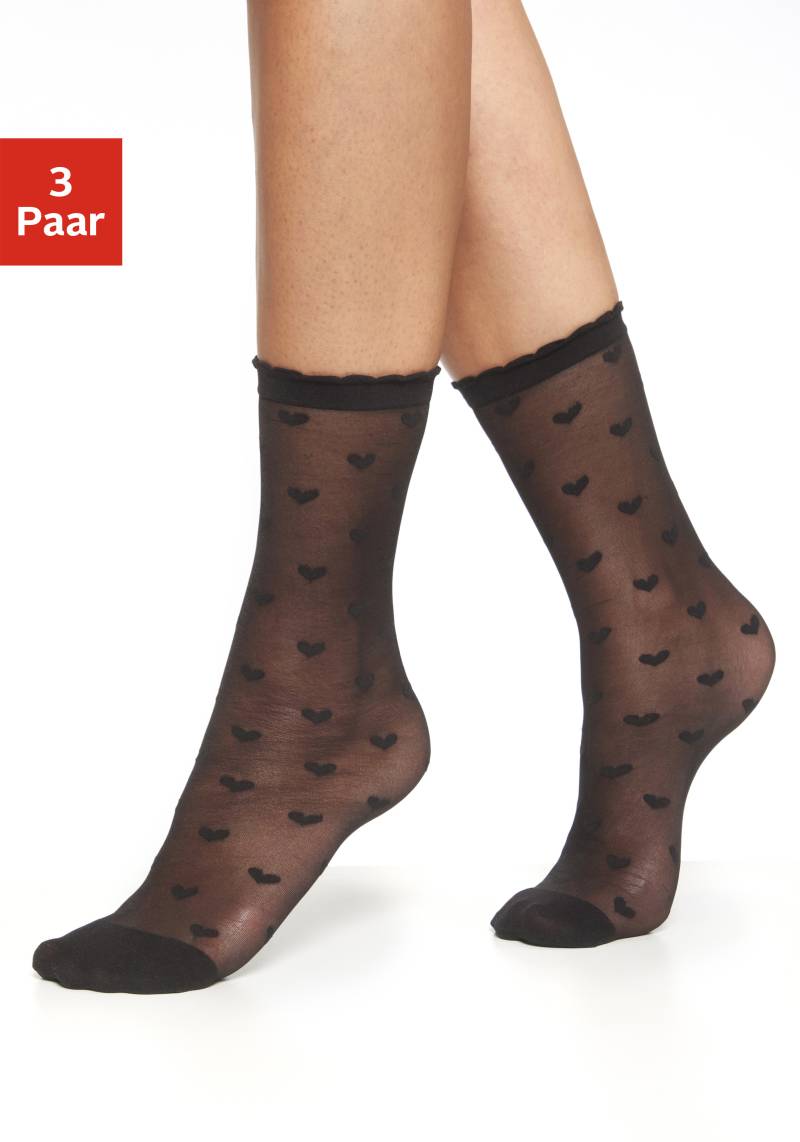 LASCANA Feinsöckchen, (Packung, 3 Paar), transparent und gemustert von LASCANA