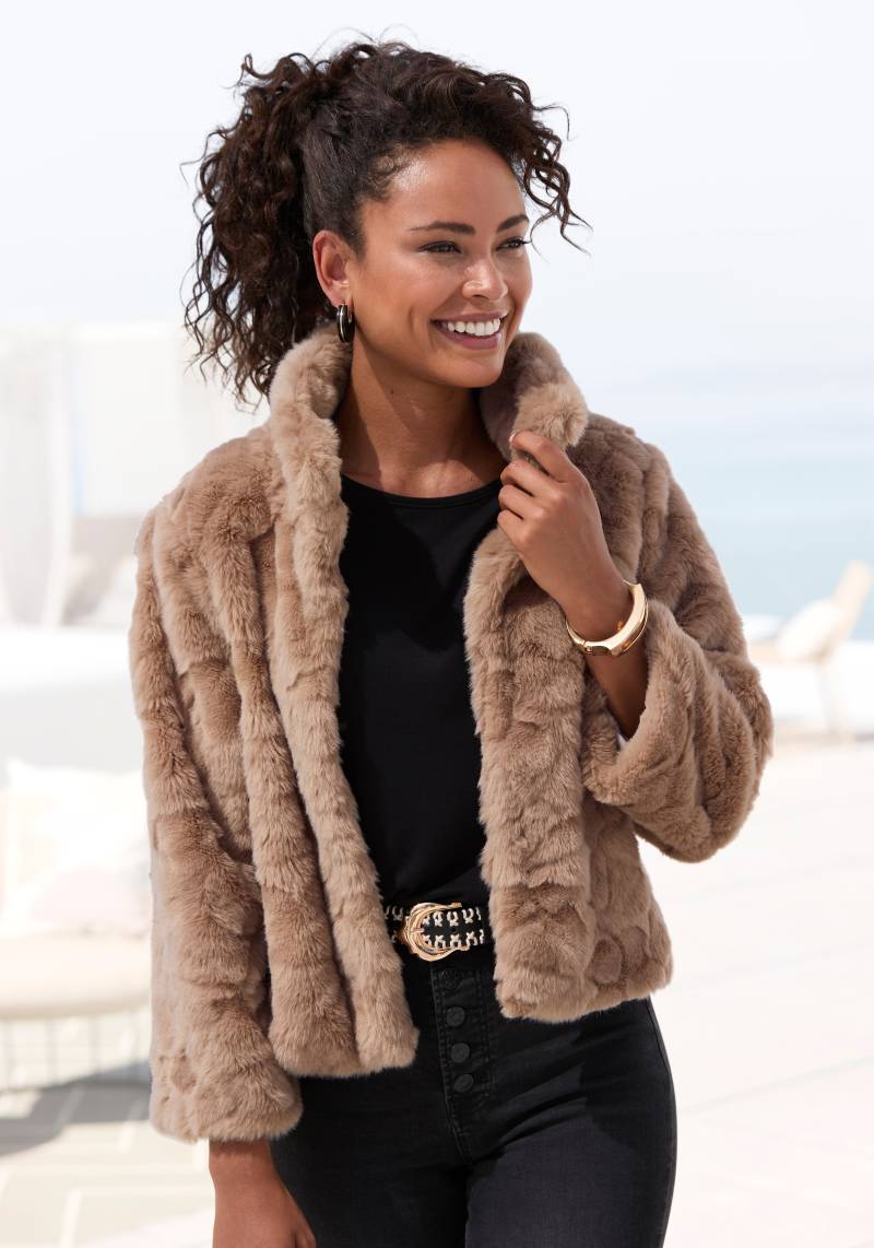 LASCANA Fellimitatjacke, kuschelige Kurzjacke aus Teddyplüsch, modisch von LASCANA