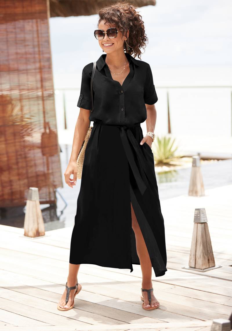 LASCANA Hemdblusenkleid, (mit Bindegürtel), aus Leinenmix von LASCANA