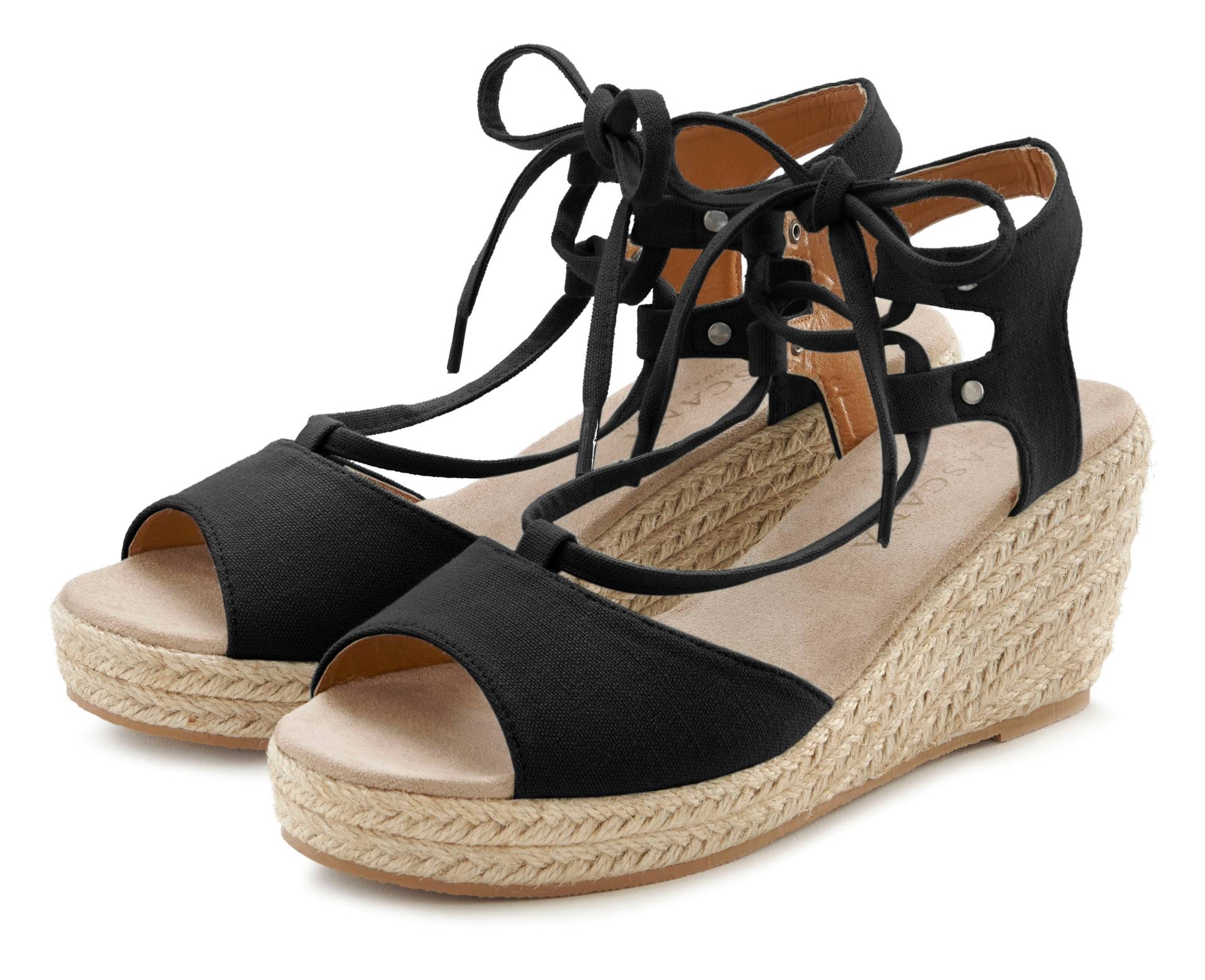 LASCANA Keilsandalette »Sommerschuh«, Sandalette, Sandale mit Keilabsatz, Bast-Optik & Schnürung VEGAN LASCANA Keilsandalette »Sommerschuh«, Sandalette, Sandale mit Keilabsatz, Bast-Optik & Schnürung VEGAN von LASCANA