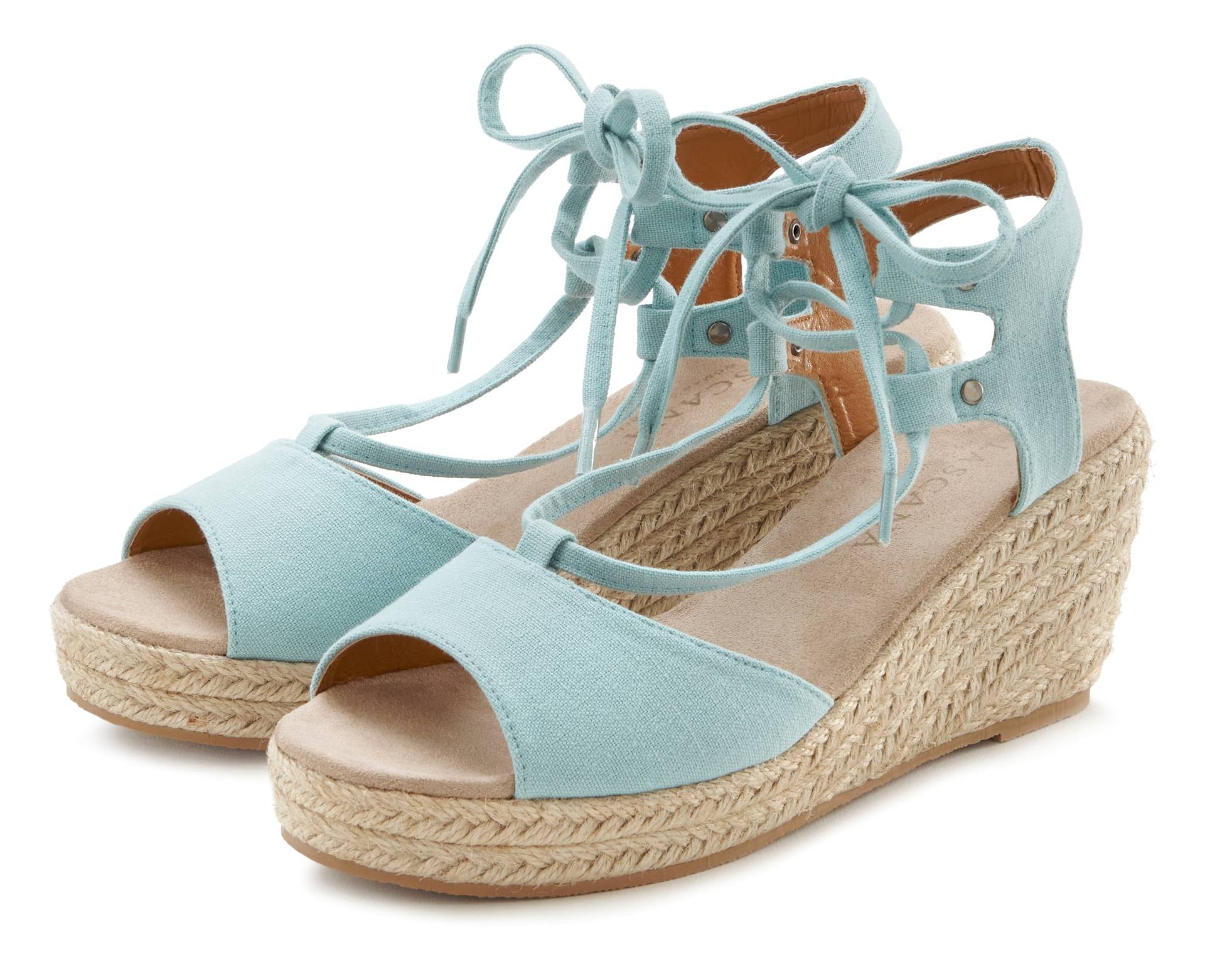 LASCANA Keilsandalette »Sommerschuh«, Sandalette, Sandale mit Keilabsatz, Bast-Optik & Schnürung VEGAN LASCANA Keilsandalette »Sommerschuh«, Sandalette, Sandale mit Keilabsatz, Bast-Optik & Schnürung VEGAN von LASCANA