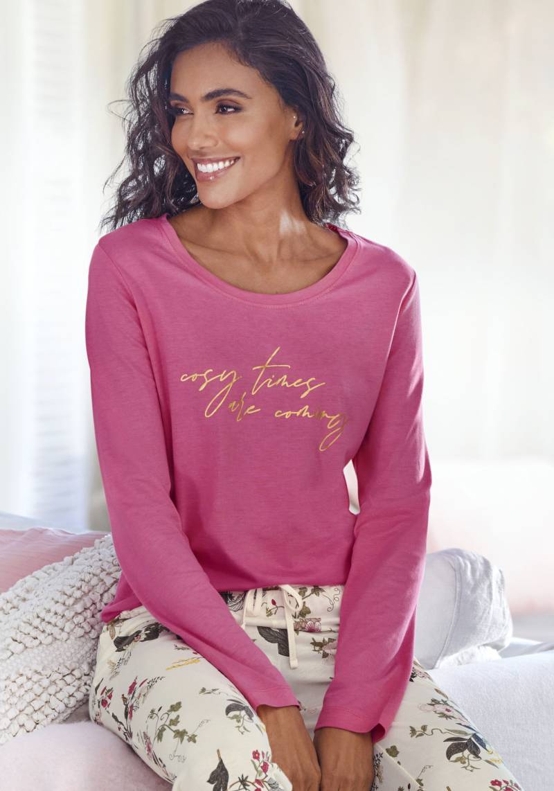 LASCANA Pyjamaoberteil, mit Folienprint von LASCANA