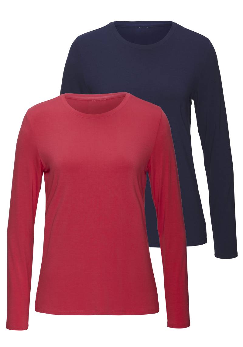 LASCANA Langarmshirt »aus weichem Viskose-Stretch«, (2er-Pack) von LASCANA