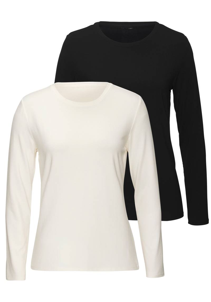 LASCANA Langarmshirt »aus weichem Viskose-Stretch«, (2er-Pack) von LASCANA