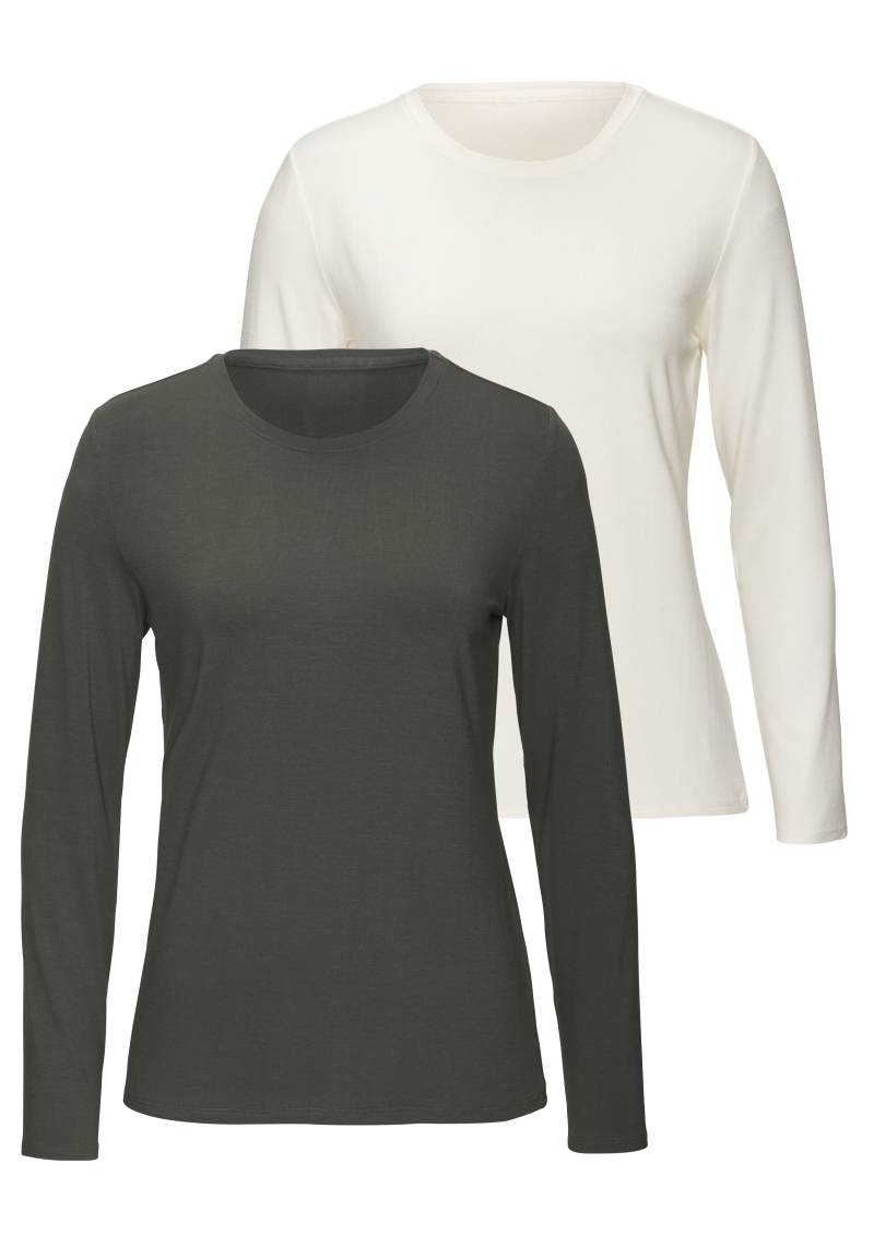 LASCANA Langarmshirt »aus weichem Viskose-Stretch«, (2er-Pack) von LASCANA