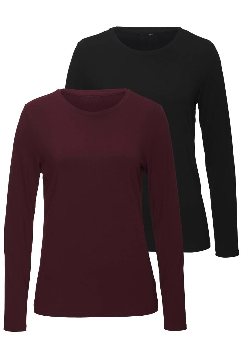 LASCANA Langarmshirt »aus weichem Viskose-Stretch«, (2er-Pack) von LASCANA
