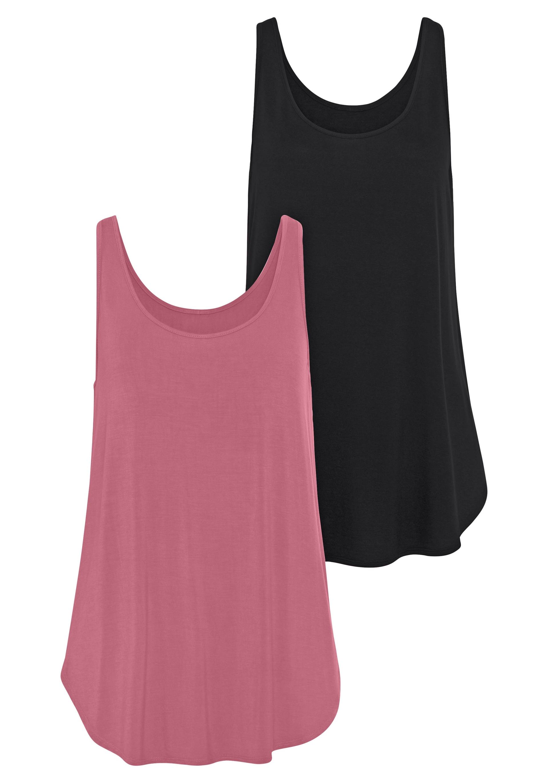 LASCANA Longtop »mit gerundetem Saum«, (2er-Pack), aus weichem Viskose-Stretch von LASCANA