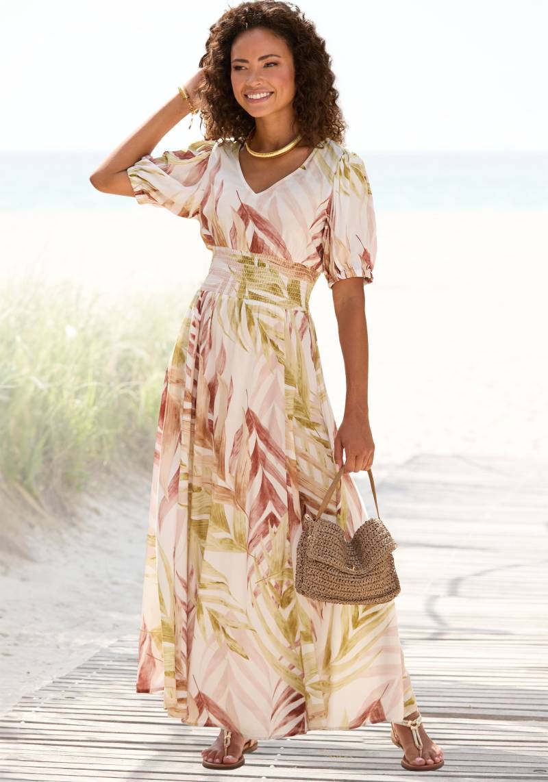 LASCANA Maxikleid, mit Alloverprint und gesmokter Taille, luftiges Sommerkleid von LASCANA