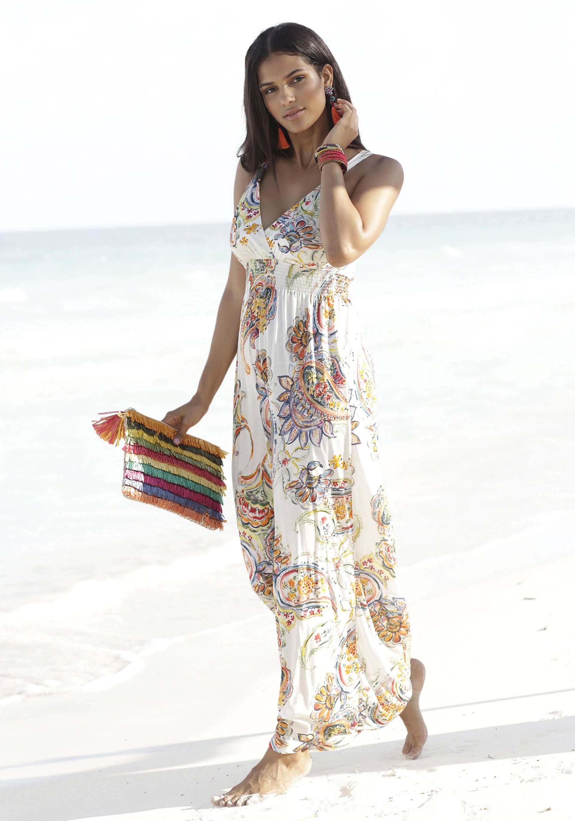 LASCANA Maxikleid, mit buntem Paisleydruck und verstellbarem Ausschnitt, Sommerkleid LASCANA Maxikleid, mit buntem Paisleydruck und verstellbarem Ausschnitt, Sommerkleid von LASCANA