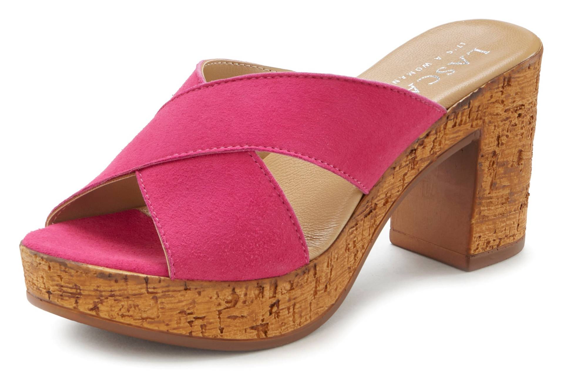 LASCANA Pantolette, Mule, Sandale, offener Schuh aus Leder mit Blockabsatz LASCANA Pantolette, Mule, Sandale, offener Schuh aus Leder mit Blockabsatz von LASCANA