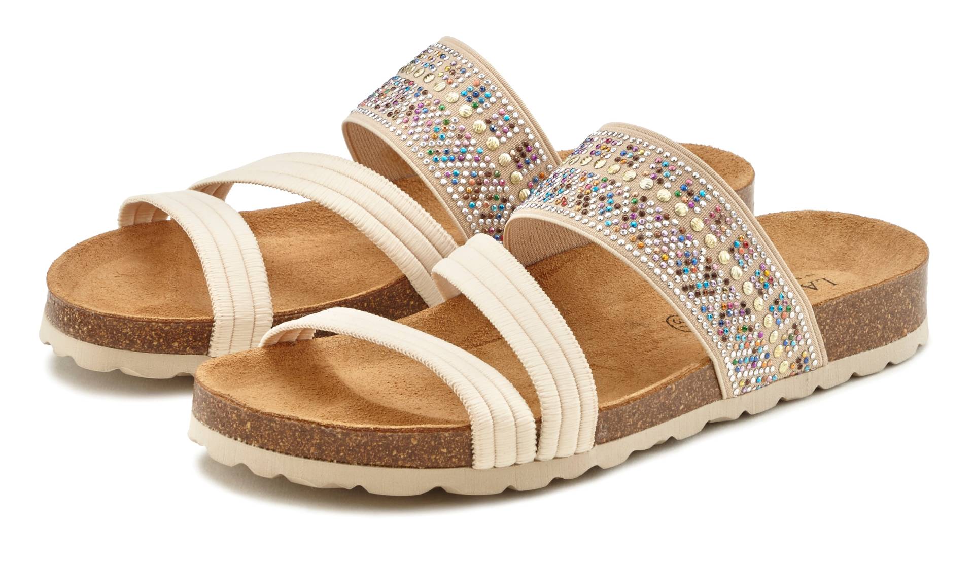 LASCANA Pantolette »Mule, Sandale, offener Schuh, Sommerschuh,«, mit Komfortkorkfussbett aus Leder und elastischen Riemen LASCANA Pantolette »Mule, Sandale, offener Schuh, Sommerschuh,«, mit Komfortkorkfussbett aus Leder und elastischen Riemen von LASCANA