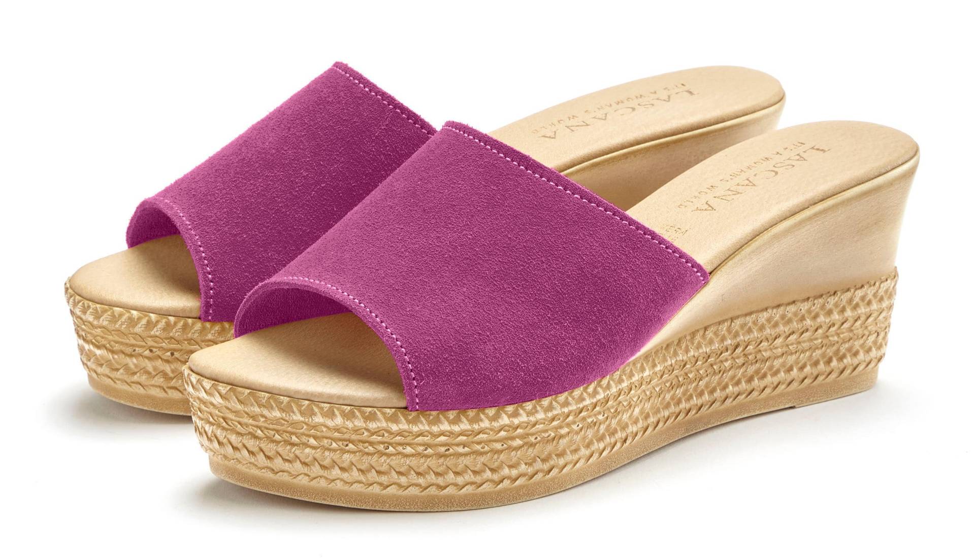 LASCANA Pantolette, Mule, Sandale, offener Schuh aus hochwertigem Leder mit Keilabsatz LASCANA Pantolette, Mule, Sandale, offener Schuh aus hochwertigem Leder mit Keilabsatz von LASCANA
