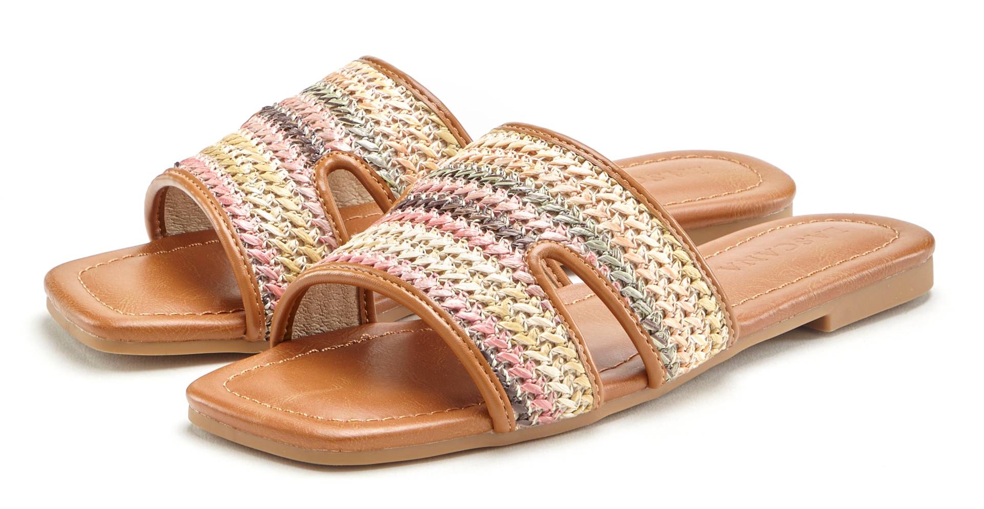 LASCANA Pantolette, Mule, Sandale, offener Schuh in mehrfarbiger Bast-Optik VEGAN LASCANA Pantolette, Mule, Sandale, offener Schuh in mehrfarbiger Bast-Optik VEGAN von LASCANA