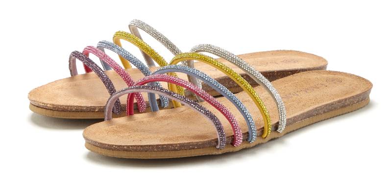 LASCANA Pantolette »Mule, Sandale, offener Schuh, Sommerschuh,«, mit Lederanteil & Strasssteinchen von LASCANA