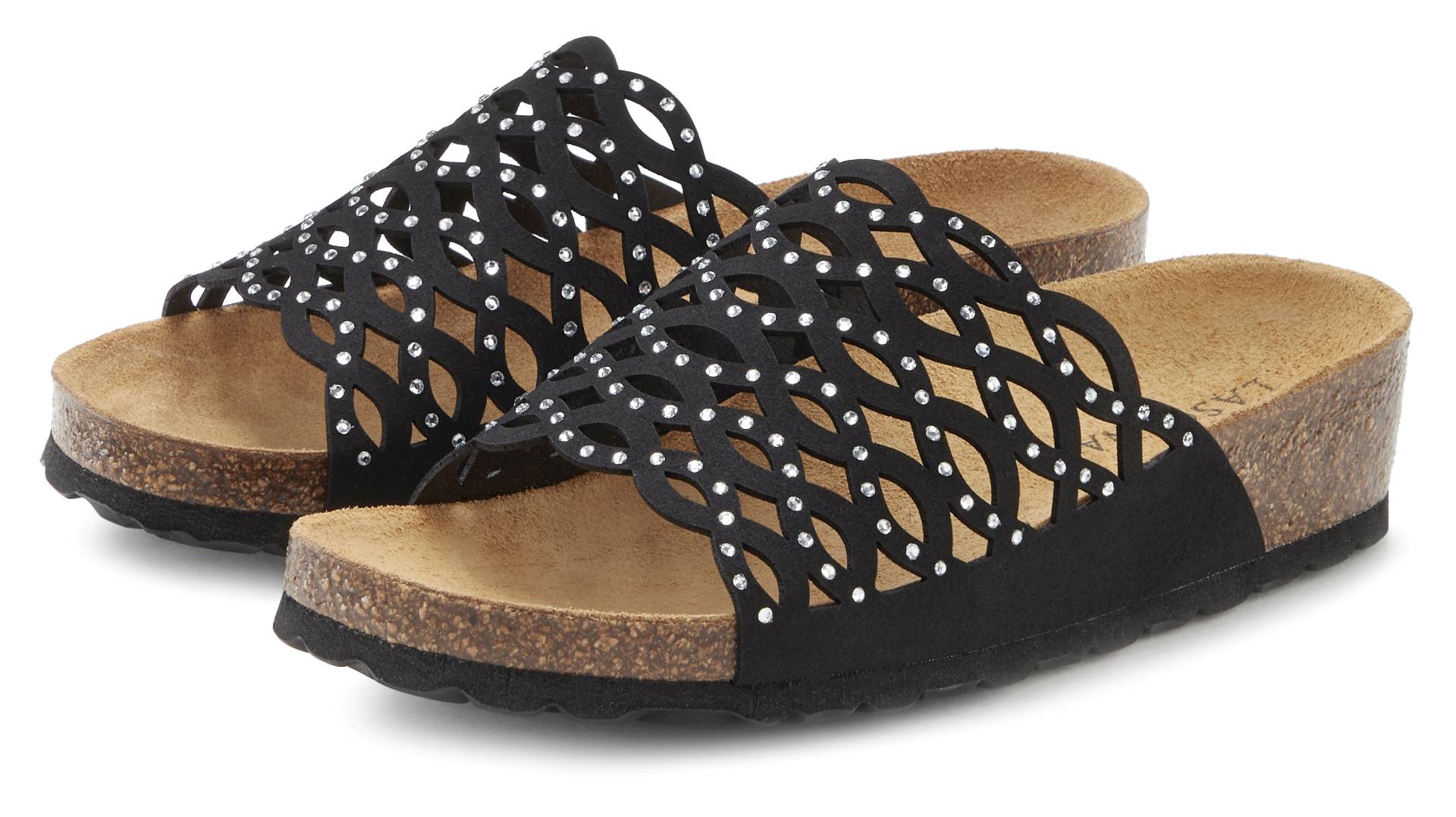 LASCANA Pantolette »Mule, Sandale, offener Schuh«, mit Komfortkorkfussbett aus Leder und Glitzersteinchen LASCANA Pantolette »Mule, Sandale, offener Schuh«, mit Komfortkorkfussbett aus Leder und Glitzersteinchen von LASCANA