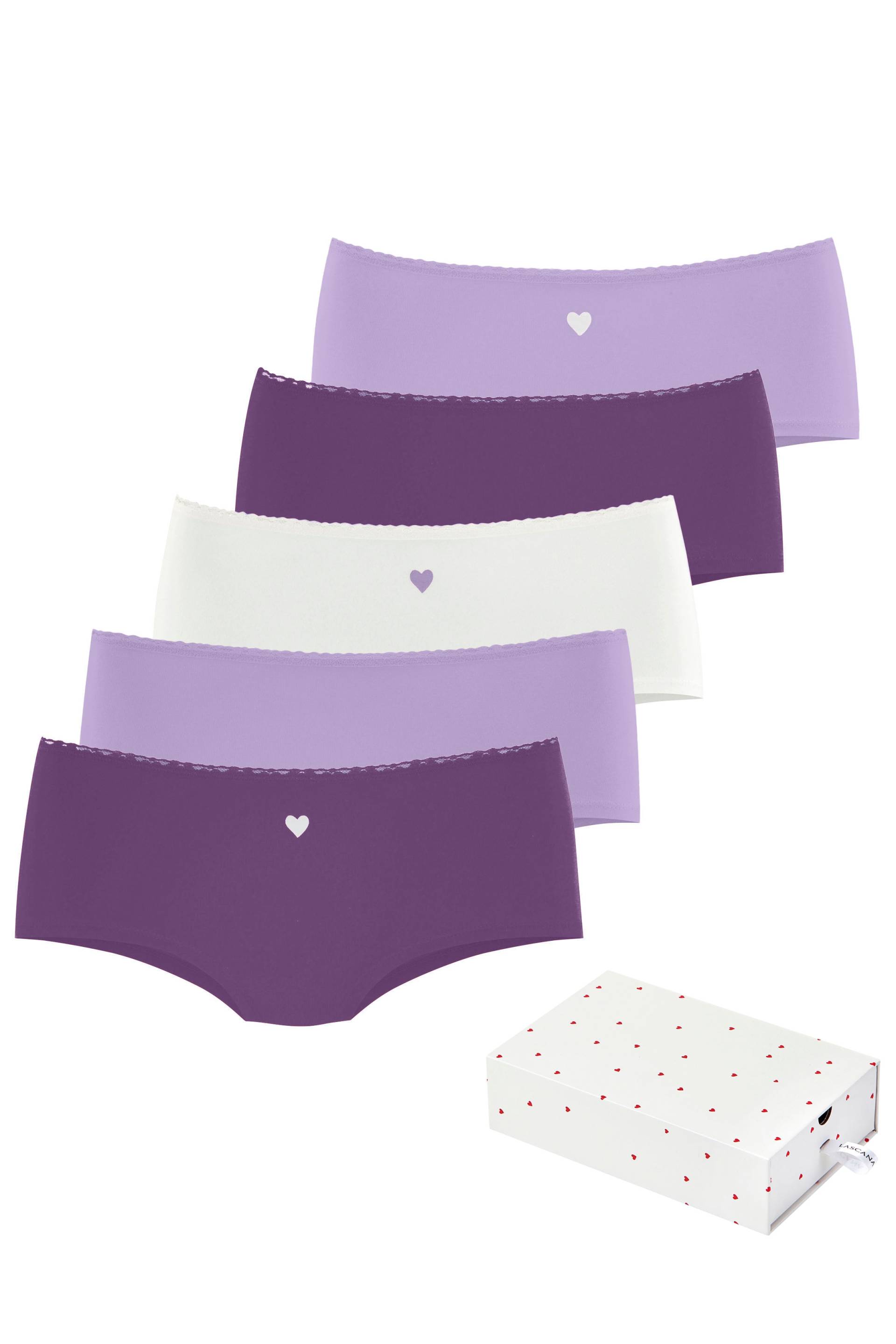 LASCANA Panty, (5er-Pack), mit süssen Herzchen-Prints und aus elastischer Baumwoll-Qualität von LASCANA