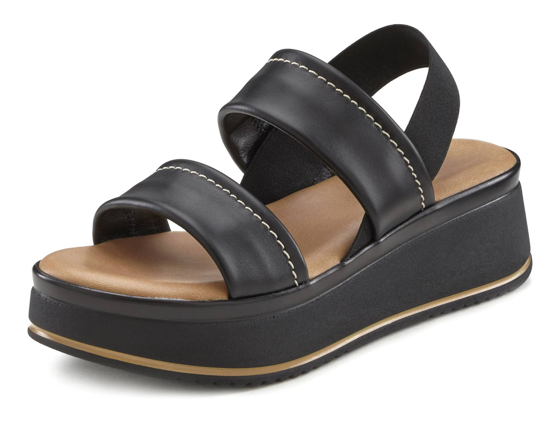LASCANA Plateausandaletten »Sommerschuh, Sandale, Sandalette, offener Schuh,«, Sandalette aus Leder mit modisch bequemer Plateausohle von LASCANA