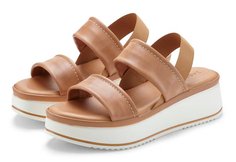 LASCANA Plateausandaletten »Sommerschuh, Sandale, Sandalette, offener Schuh,«, Sandalette aus Leder mit modisch bequemer Plateausohle von LASCANA