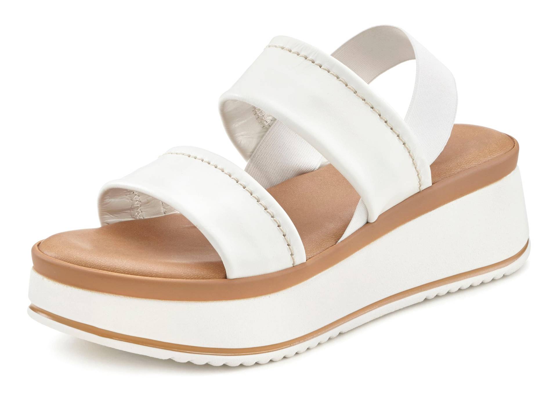 LASCANA Plateausandaletten »Sommerschuh, Sandale, Sandalette, offener Schuh,«, Sandalette aus Leder mit modisch bequemer Plateausohle von LASCANA