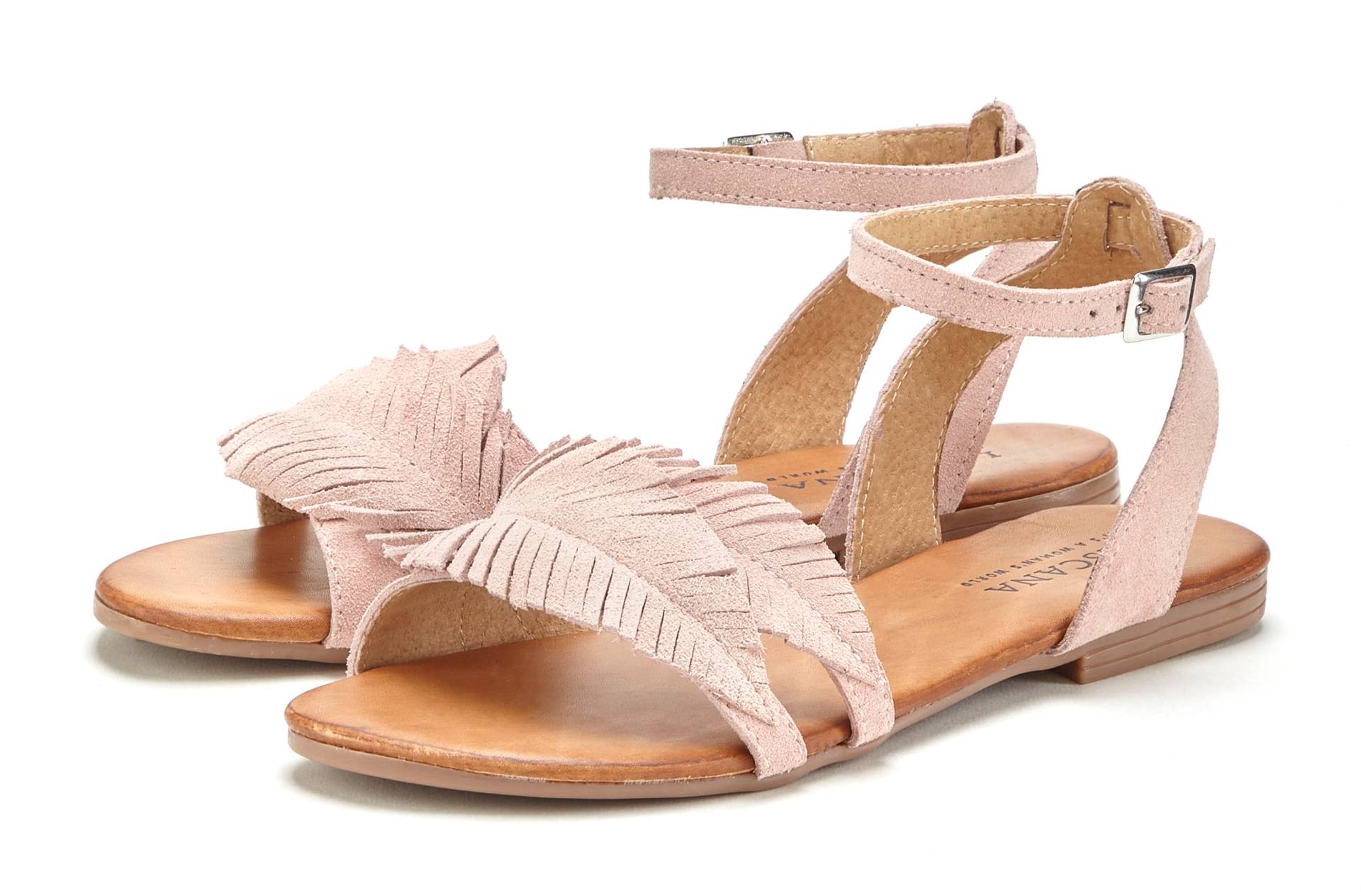 LASCANA Sandale »Sommerschuh«, Sandalette, Sommerschuh aus Leder mit modischen Fransen von LASCANA