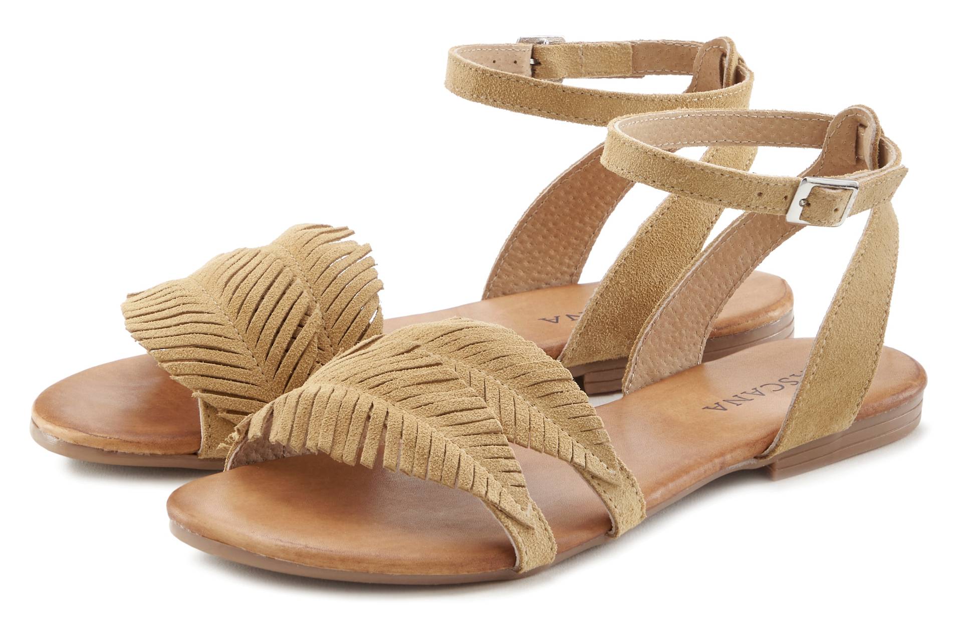 LASCANA Sandale »Sommerschuh«, Sandalette, Sommerschuh aus Leder mit modischen Fransen von LASCANA