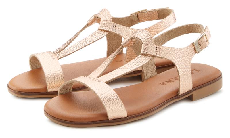 LASCANA Sandale »Sommerschuh«, Sandalette, Sommerschuh aus hochwertigem Leder im Metallic-Look von LASCANA