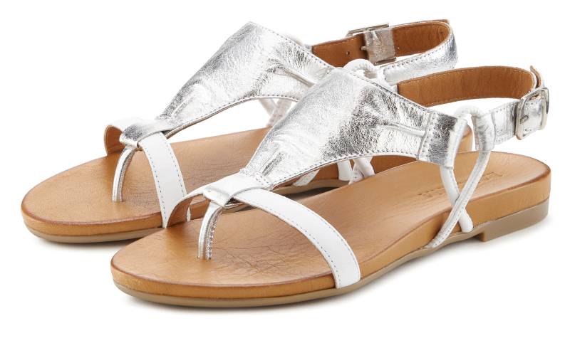 LASCANA Sandale »Sommerschuh«, Sandalette, Sommerschuh aus hochwertigem Leder mit Metallic Optik von LASCANA