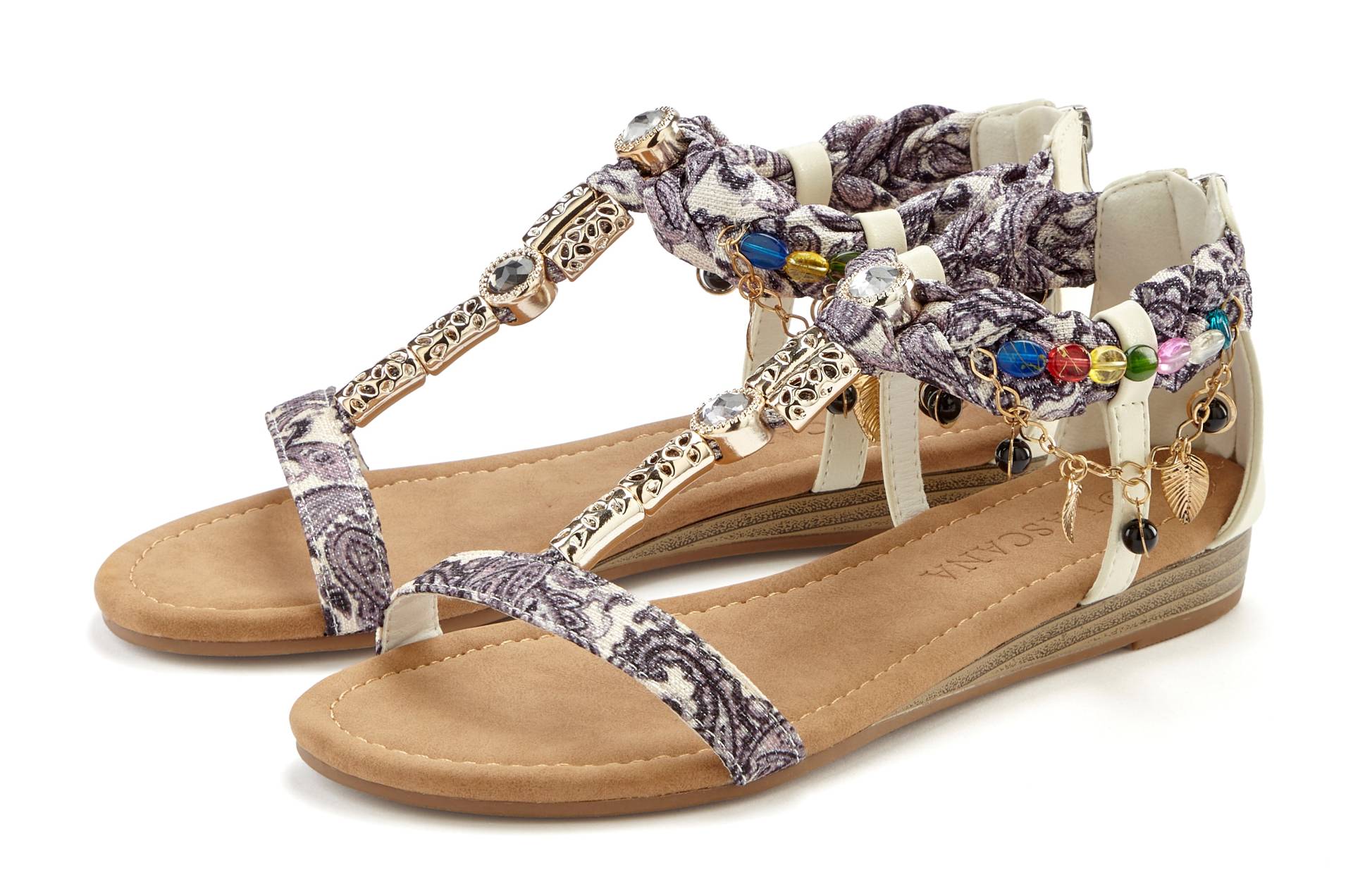 LASCANA Sandale »Sommerschuh«, Sandalette, Sommerschuh mit Schmuckkettchen und Schmucksteinen VEGAN von LASCANA