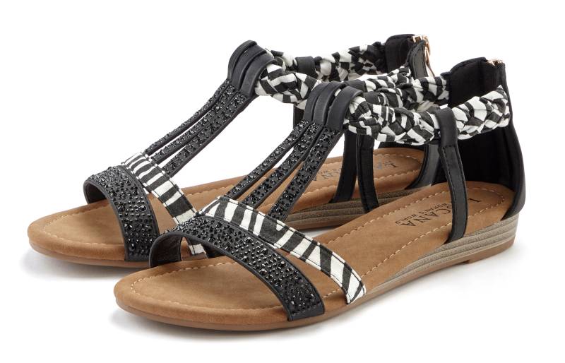 LASCANA Sandale »Sommerschuh«, Sandalette, Sommerschuh mit Verzierung und kleinem Keilabsatz VEGAN von LASCANA