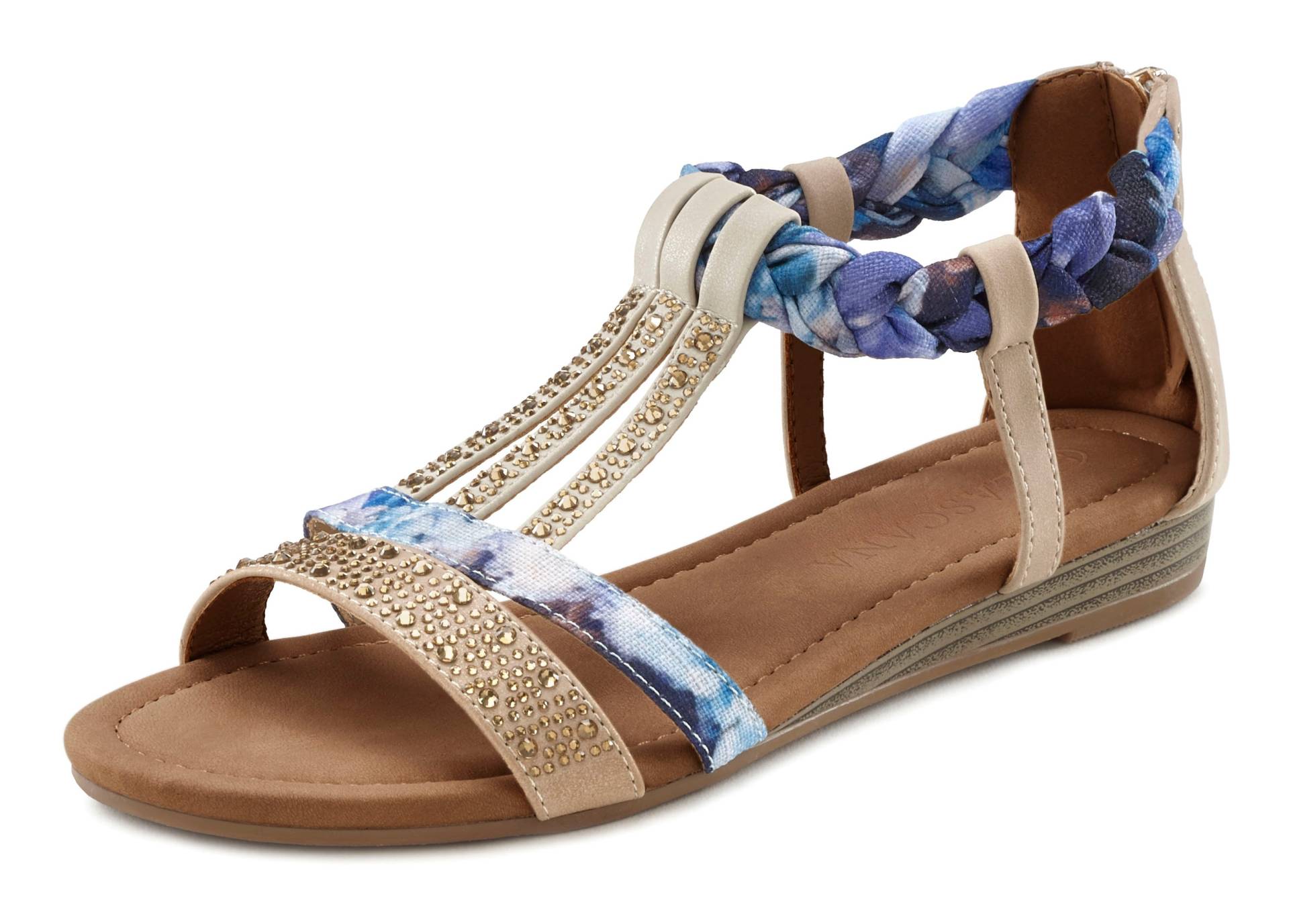 LASCANA Sandale »Sommerschuh«, Sandalette, Sommerschuh mit Verzierung und kleinem Keilabsatz VEGAN von LASCANA