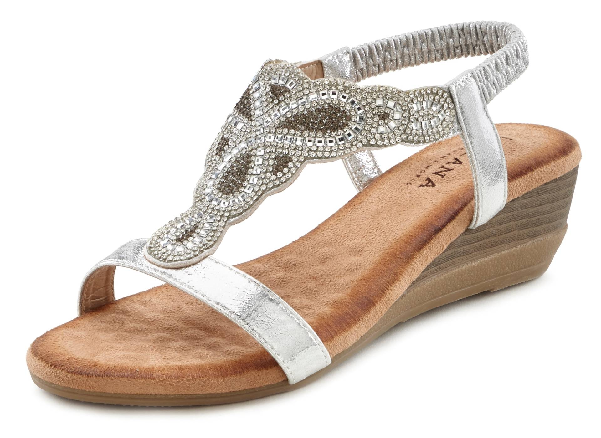 LASCANA Sandalette »Sommerschuh«, Sandale, Sommerschuh mit leichtem Keilabsatz und Glitzer-Steinchen LASCANA Sandalette »Sommerschuh«, Sandale, Sommerschuh mit leichtem Keilabsatz und Glitzer-Steinchen von LASCANA