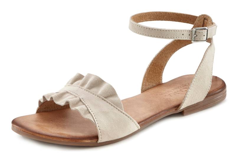 LASCANA Sandale »Sommerschuh«, Sandalette, Sommerschuh aus hochwertigem Leder mit kleinen Rüschen von LASCANA