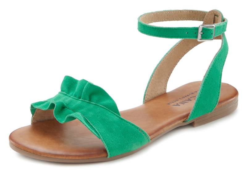LASCANA Sandale »Sommerschuh«, Sandalette, Sommerschuh aus hochwertigem Leder mit kleinen Rüschen von LASCANA
