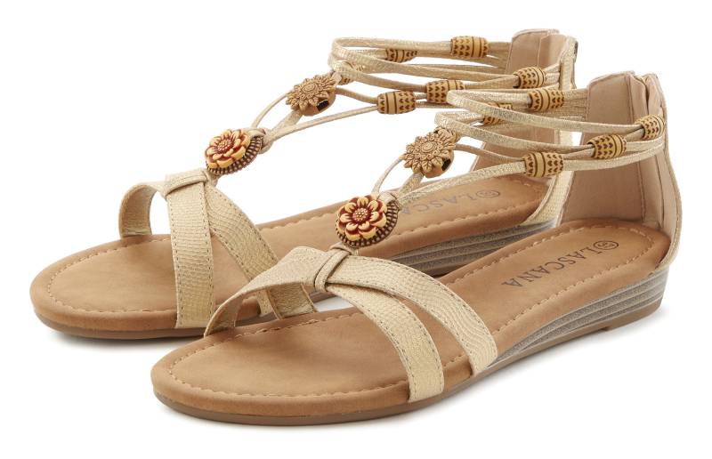 LASCANA Sandale »Sommerschuh«, Sandalette, Sommerschuh mit raffinierten Riemchen und Steinchen VEGAN von LASCANA