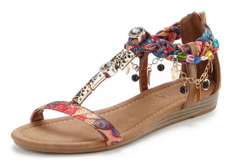 LASCANA Sandale »Sommerschuh«, Sandalette, Sommerschuh mit Schmuckkettchen und Schmucksteinen VEGAN von LASCANA