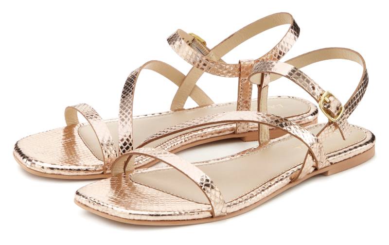 LASCANA Sandale »Sommerschuh«, Sandalette, Sommerschuh aus Leder mit modischer Metallic-Optik von LASCANA