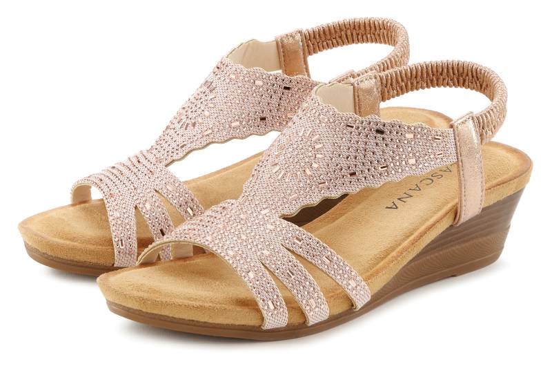 LASCANA Sandalette »Sommerschuh«, Sandale, Sommerschuh mit Glitzerdetails und elastischem Riemchen von LASCANA