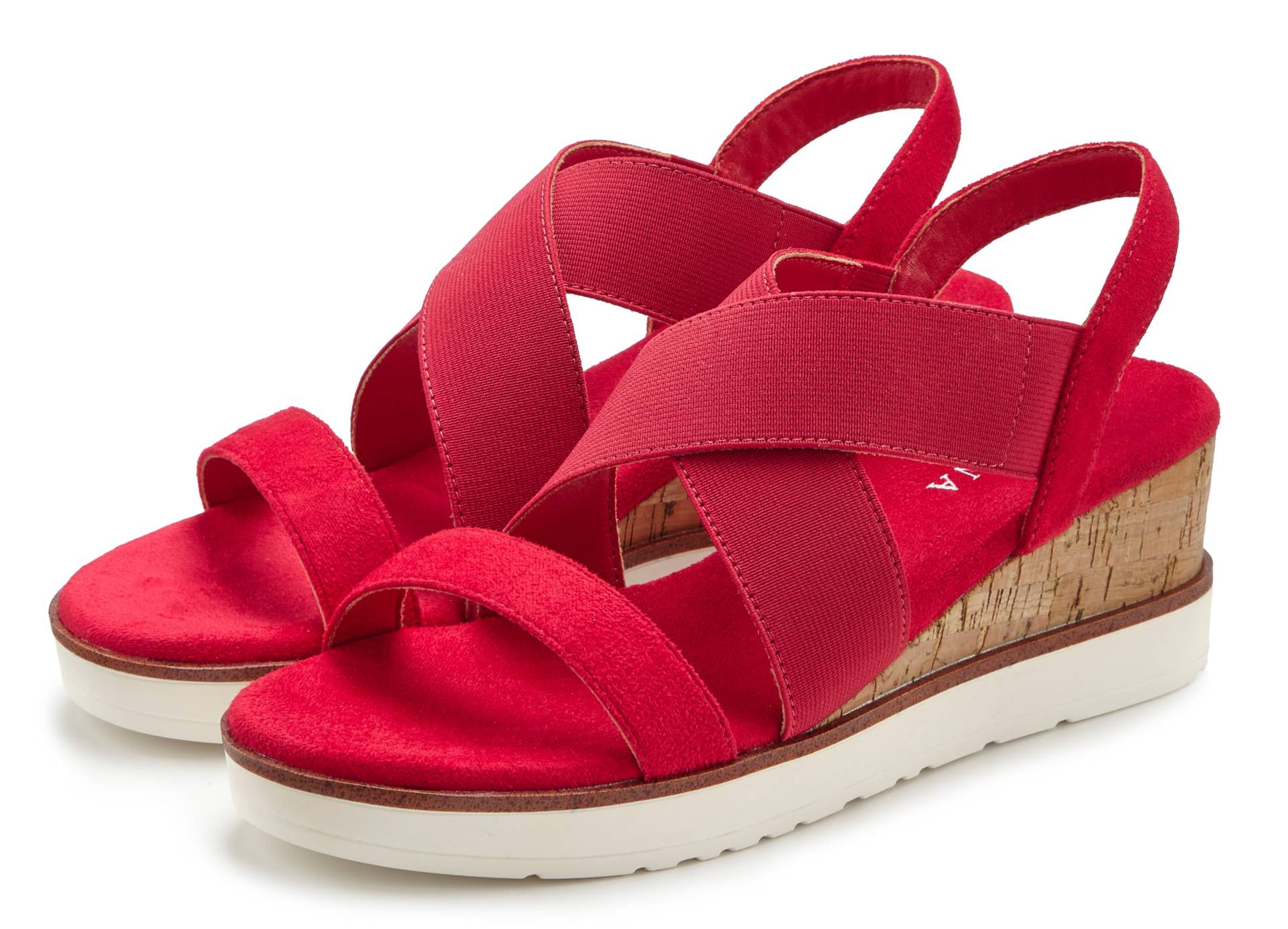 LASCANA Sandalette »Sommerschuh«, Sandale, Sommerschuh mit Keilabsatz und elastischen Riemen VEGAN LASCANA Sandalette »Sommerschuh«, Sandale, Sommerschuh mit Keilabsatz und elastischen Riemen VEGAN von LASCANA