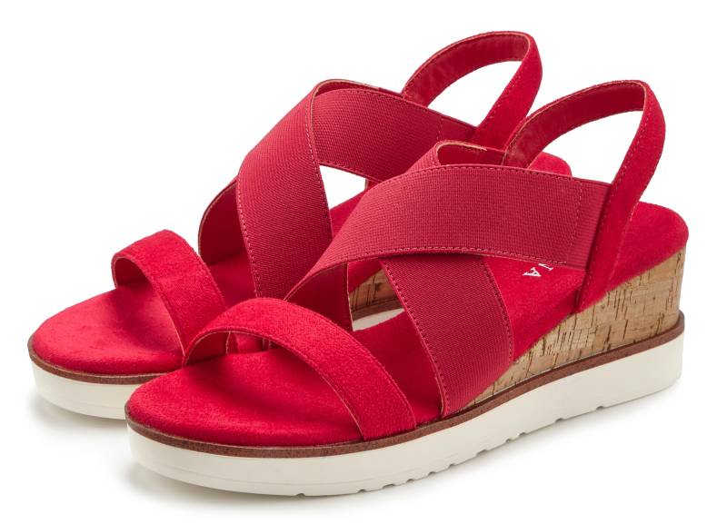 LASCANA Sandalette »Sommerschuh«, Sandale, Sommerschuh mit Keilabsatz und elastischen Riemen VEGAN von LASCANA