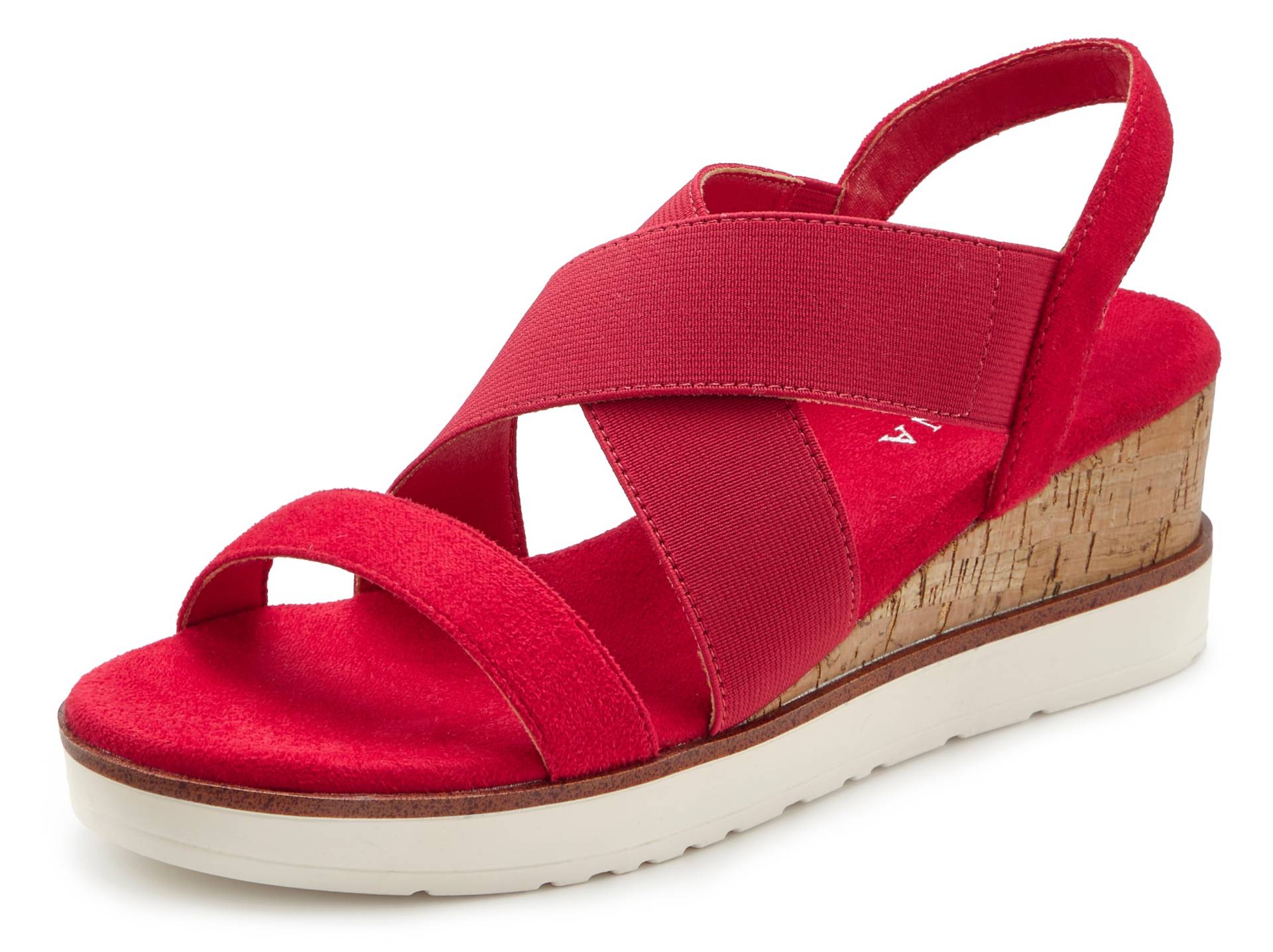 LASCANA Sandalette »Sommerschuh«, Sandale, Sommerschuh mit Keilabsatz und elastischen Riemen VEGAN von LASCANA